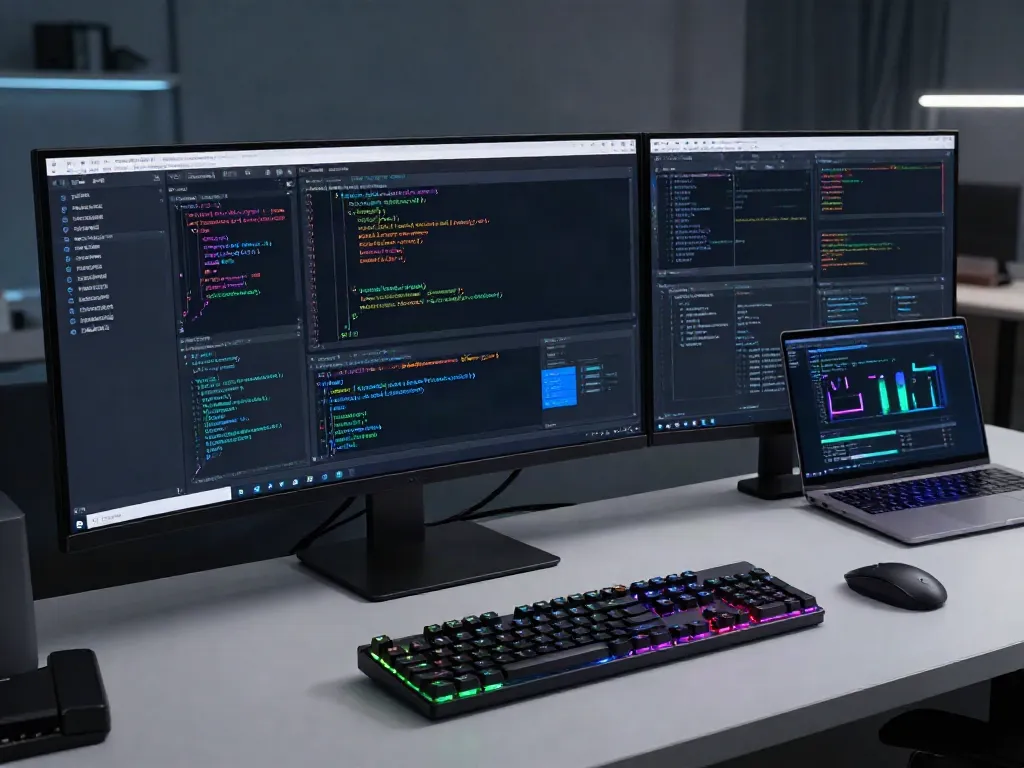 Network penetration testing tools displayed on a developer's workspace with advanced cybersecurity focus.