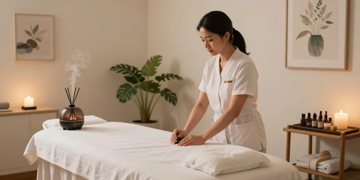 Relaxing massage therapy room showcasing 오산출장안마 services for clients.