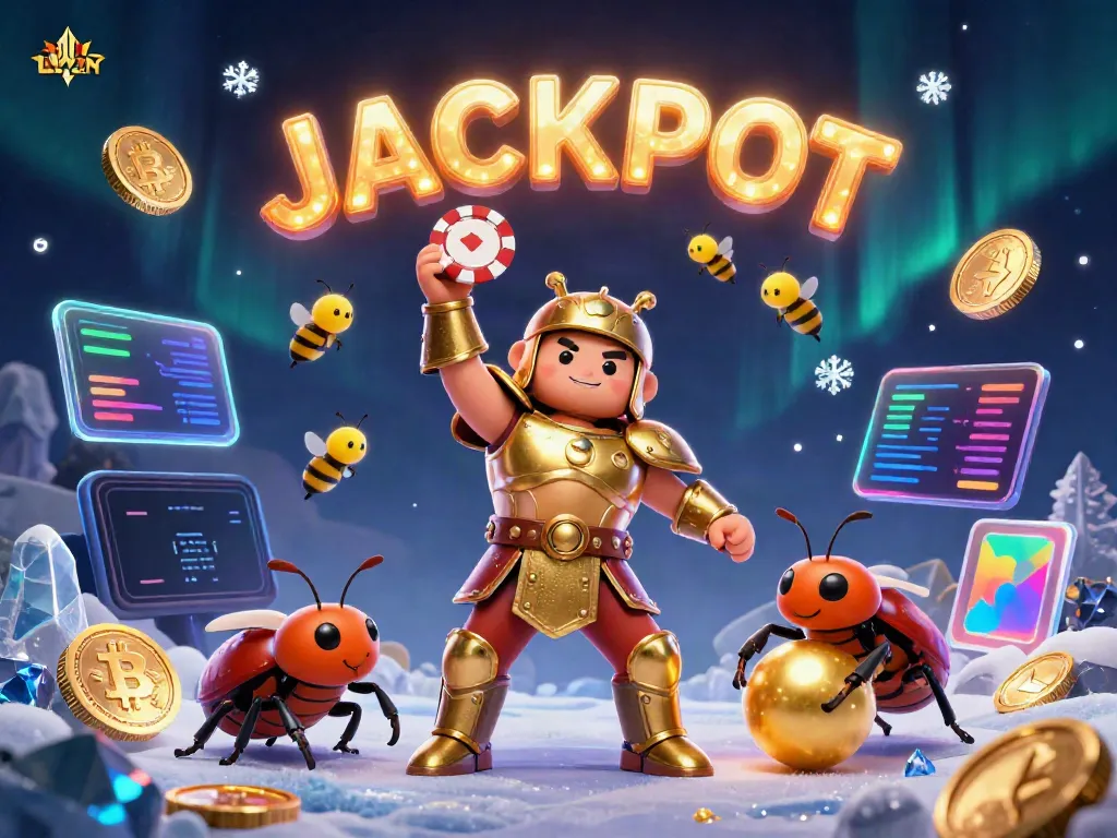 Experience the thrill of LLWIN with a victorious beetle and dazzling casino elements.