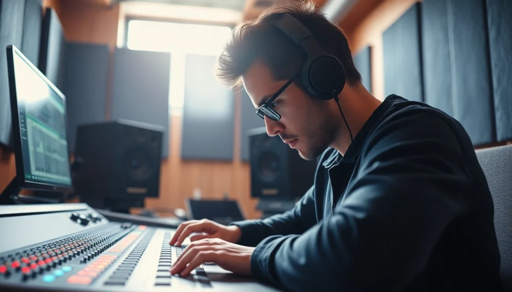 Enhance your tracks with expert online mastering services showcasing a professional audio engineer.