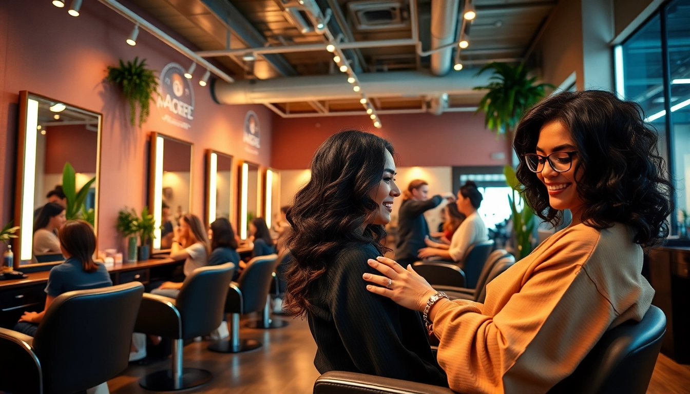 Stylish salon scene showcasing a professional perm service in San Diego.