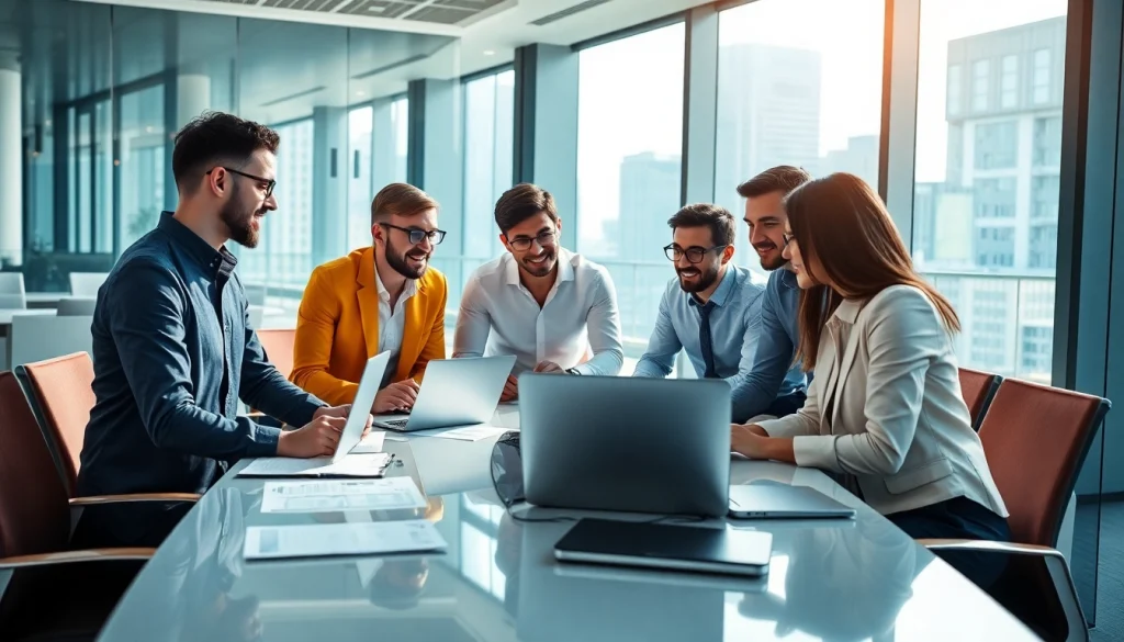 Quickplus Business Consultants team collaborating in a modern office setting.