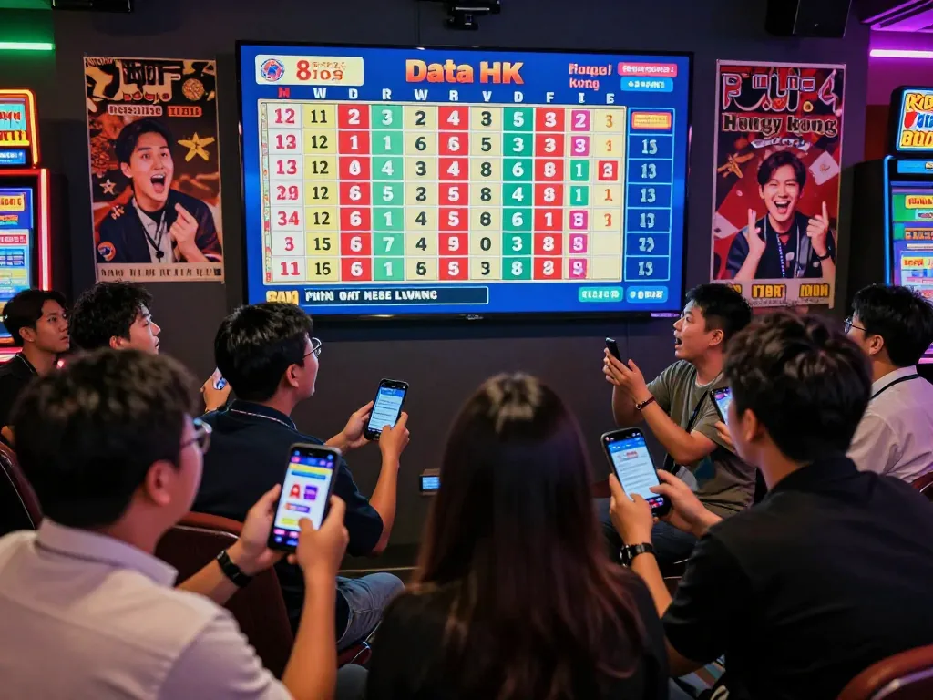 Pemain yang antusias menyaksikan hasil Data HK di suasana lounge lotere yang semarak.