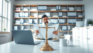 Streamlined contract management process illustrated by a focused professional in an organized office environment.