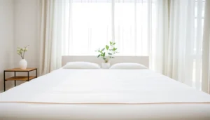 Enhance sleep quality with a tencel mattress protector on a beautifully styled bed.