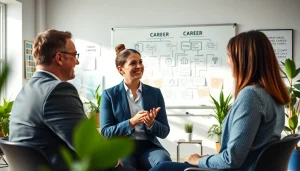 Engaging career coaching session highlighting a professional interaction to guide career paths.