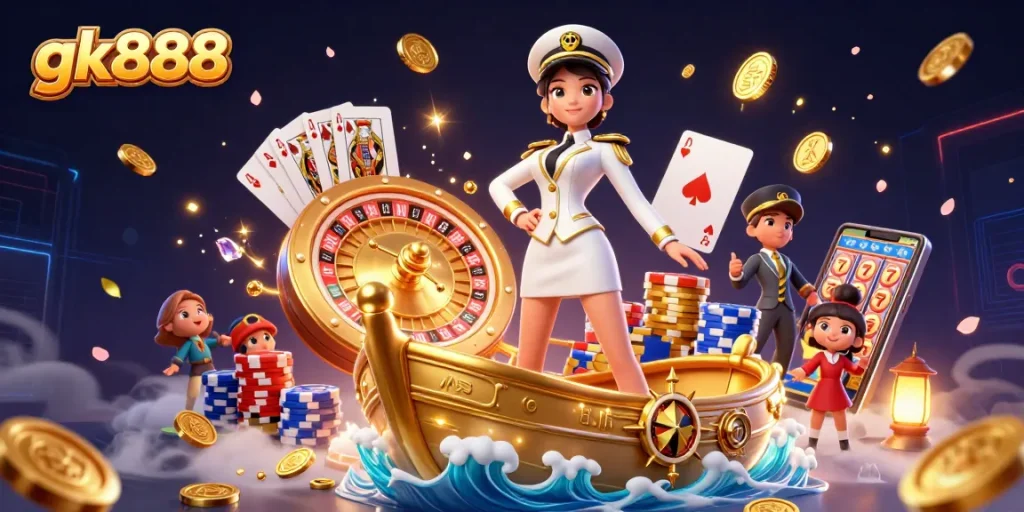 Experience the thrill of gk888 gaming with vibrant characters and dynamic casino elements.
