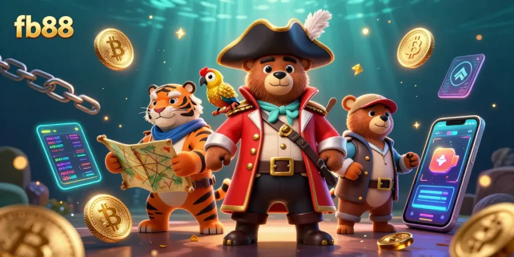 Experience the excitement of fb88 Casino with vibrant 3D characters engaging in thrilling gambling adventures.