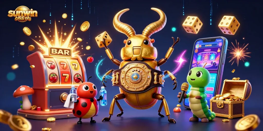 Experience the thrill of sunwin chính thức with an epic jackpot scene featuring vibrant characters and rich casino elements.