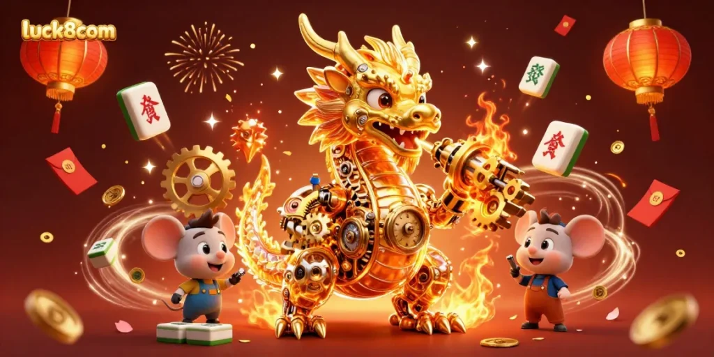 Boost your gaming with luck8com's dynamic 3D casino illustration featuring vibrant winning elements.
