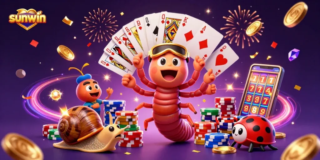 Experience the excitement of sunwin with a vibrant casino scene featuring animated characters.