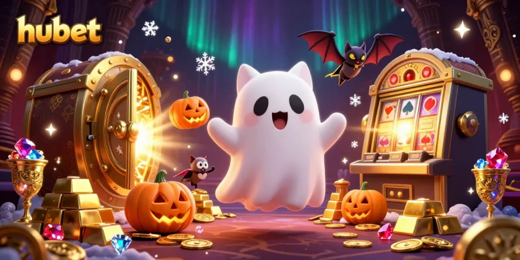 Experience the thrill of hubet with animated characters in a bustling casino environment.
